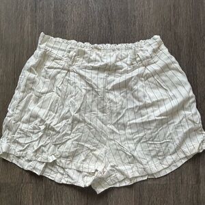 Peixoto High Waist Cream Striped Shorts